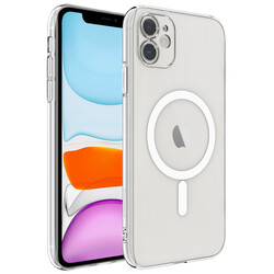 Apple iPhone 11 Kılıf Kamera Korumalı Magsafe Sert PC Zore Porto Kapak Renksiz