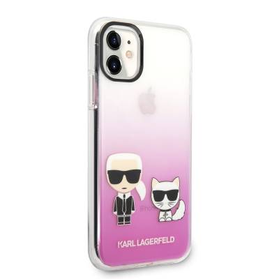Apple iPhone 11 Kılıf Karl Lagerfeld Sert TPU K&C Dizayn Kapak Pembe
