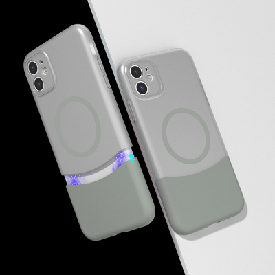 Apple iPhone 11 Kılıf M-Safe Şarj Özellikli Mıknatıslı Zore Duble Kapak Gri