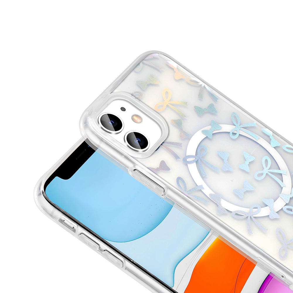 Apple iPhone 11 Kılıf M-Safe Şarj Özellikli Şeffaf Zore Folk Sert Kapak - 16