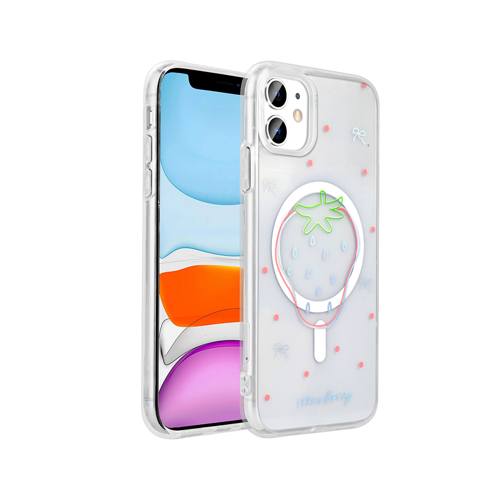 Apple iPhone 11 Kılıf M-Safe Şarj Özellikli Şeffaf Zore Folk Sert Kapak - 4