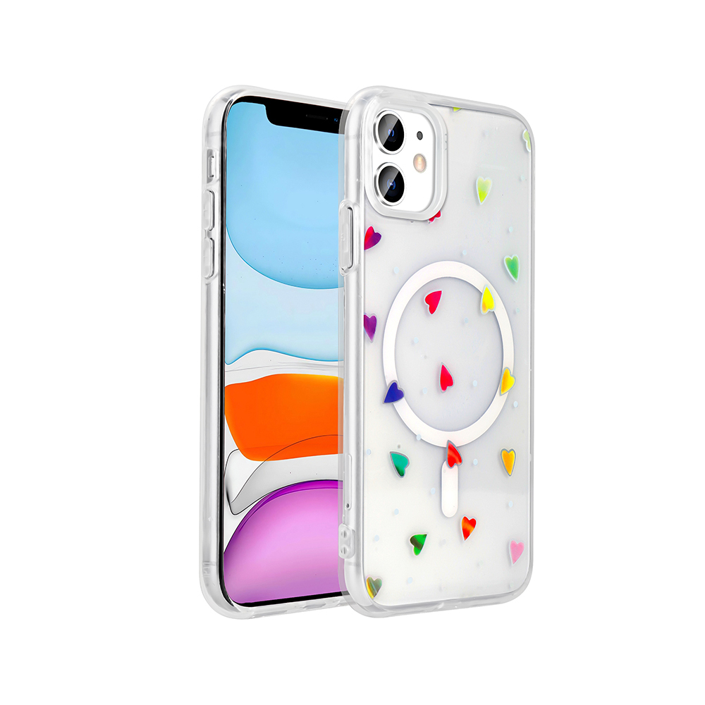 Apple iPhone 11 Kılıf M-Safe Şarj Özellikli Şeffaf Zore Folk Sert Kapak - 5
