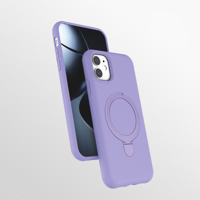 Apple iPhone 11 Kılıf M-safe Şarj Özellikli Standlı Zore Samara Kapak Lila