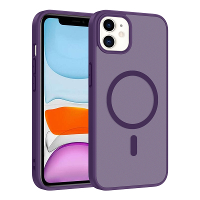 Apple iPhone 11 Kılıf M-safe Şarj Özellikli Zore Babet Kapak Derin Mor