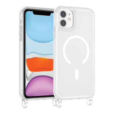 Apple iPhone 11 Kılıf M-safe Şarj Özellikli Zore X-Rop Kapak Şeffaf