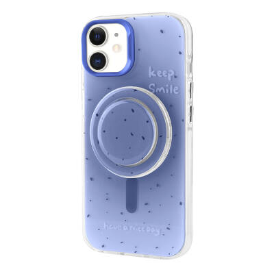 Apple iPhone 11 Kılıf Magsafe Şarj Özellikli Tak-Çıkar Pop Soketli Zore Tiktok Kapak Mavi