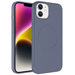 Apple iPhone 11 Kılıf Magsafe Wireless Şarj Özellikli Pastel Renk Silikon Zore Plas Kapak Lavendery Gray