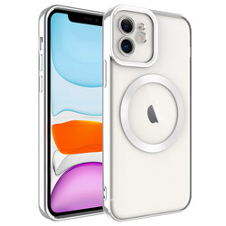 Apple iPhone 11 Kılıf Magsafe Wireless Şarj Özellikli Zore Setro Silikon Gümüş