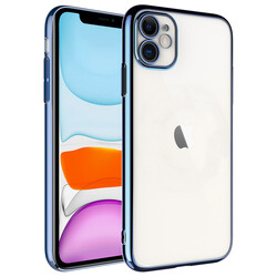 Apple iPhone 11 Kılıf Sert PC Renkli Çerçeveli Zore Riksos Kapak Mavi