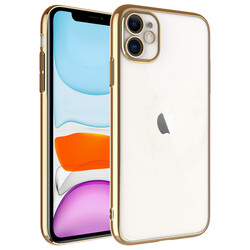 Apple iPhone 11 Kılıf Sert PC Renkli Çerçeveli Zore Riksos Kapak Gold