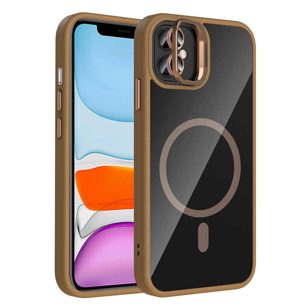 Apple iPhone 11 Kılıf Standlı ve Kamera Lens Hediyeli M-Safe Şarj Özellikli Zore Etro Kapak - 7