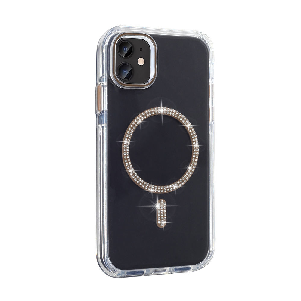 Apple iPhone 11 Kılıf Taşlı Tasarım M-safe Şarj Özellikli Zore Koment Silikon Kapak - 5