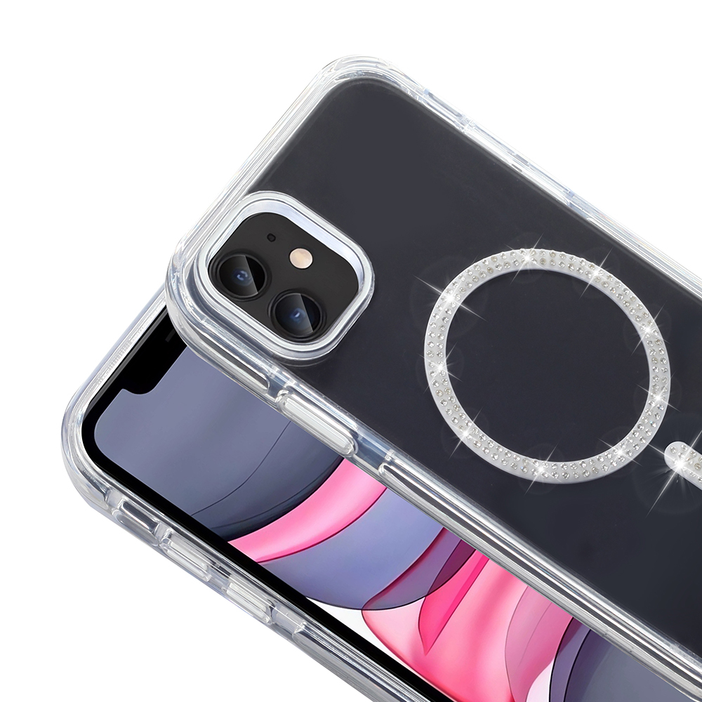 Apple iPhone 11 Kılıf Taşlı Tasarım M-safe Şarj Özellikli Zore Koment Silikon Kapak - 6