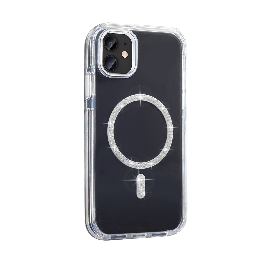 Apple iPhone 11 Kılıf Taşlı Tasarım M-safe Şarj Özellikli Zore Koment Silikon Kapak - 7