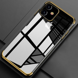 Apple iPhone 11 Kılıf Zore Dört Köşeli Lazer Silikon Kapak Gold