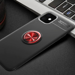 Apple iPhone 11 Kılıf Zore Ravel Silikon Kapak Siyah-Kırmızı
