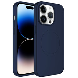 Apple iPhone 11 Pro Case Magsafe Wireless Charging Pastel Color Silicone Zore Plas Cover Navy blue