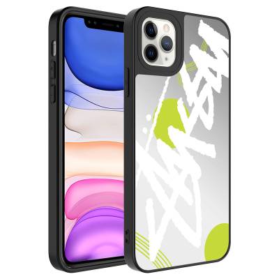 Apple iPhone 11 Pro Case Mirror Patterned Camera Protected Glossy Zore Mirror Cover Yazı