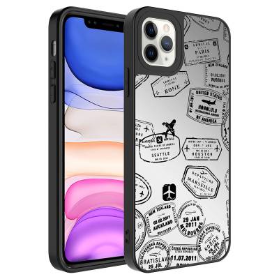 Apple iPhone 11 Pro Case Mirror Patterned Camera Protected Glossy Zore Mirror Cover Seyahat