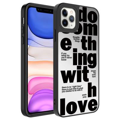 Apple iPhone 11 Pro Case Mirror Patterned Camera Protected Glossy Zore Mirror Cover Love