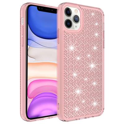 Apple iPhone 11 Pro Case With Airbag Shiny Design Zore Snow Cover Pink