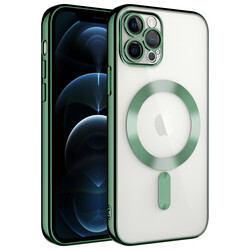 Apple iPhone 11 Pro Kılıf Kamera Korumalı Magsafe Wireless Şarj Özellikli Zore Demre Kapak Koyu Yeşil