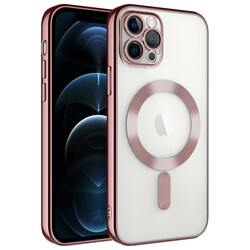 Apple iPhone 11 Pro Kılıf Kamera Korumalı Magsafe Wireless Şarj Özellikli Zore Demre Kapak Rose Gold
