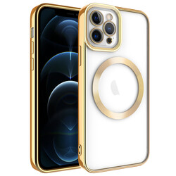 Apple iPhone 11 Pro Kılıf Magsafe Wireless Şarj Özellikli Zore Setro Silikon Gold