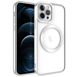 Apple iPhone 11 Pro Kılıf Magsafe Wireless Şarj Özellikli Zore Setro Silikon Gümüş