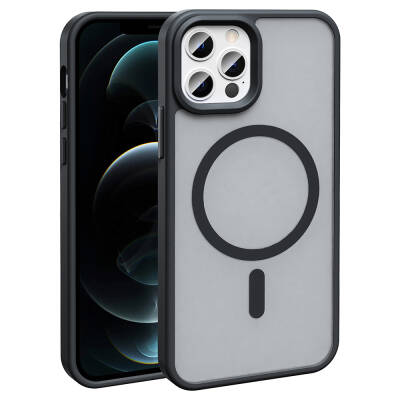 Apple iPhone 11 Pro Max Case Magsafe Charging Featured Matte Back Surface Zore Sio Cover Black