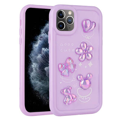 Apple iPhone 11 Pro Max Case Relief Figured Shiny Zore Toys Silicone Cover Purple