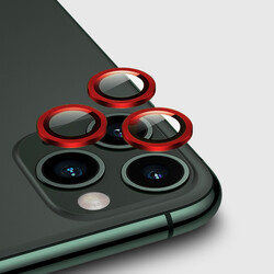 Apple iPhone 11 Pro Max CL-02 Kamera Lens Koruyucu Kırmızı