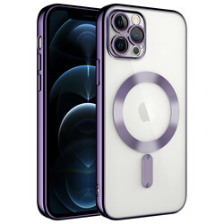 Apple iPhone 11 Pro Max Kılıf Kamera Korumalı Magsafe Wireless Şarj Özellikli Zore Demre Kapak Derin Mor