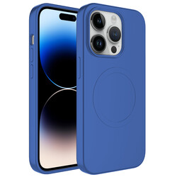 Apple iPhone 11 Pro Max Kılıf Magsafe Wireless Şarj Özellikli Pastel Renk Silikon Zore Plas Kapak Mavi