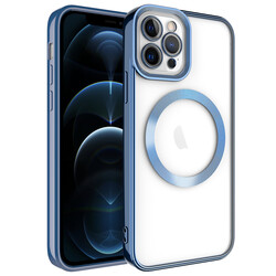Apple iPhone 11 Pro Max Kılıf Magsafe Wireless Şarj Özellikli Zore Setro Silikon Mavi