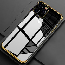 Apple iPhone 11 Pro Max Kılıf Zore Dört Köşeli Lazer Silikon Kapak Gold