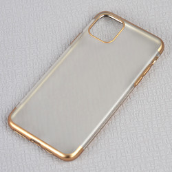 Apple iPhone 11 Pro Max Case Zore Matte Dört Köşeli Lazer Silicon Cover Gold