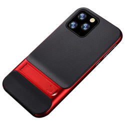 Apple iPhone 11 Pro Max Kılıf Zore Standlı Verus Kapak Kırmızı