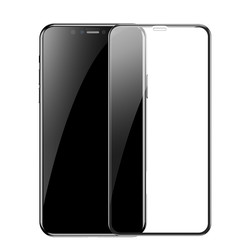 Apple iPhone 11 Pro Max Zore Kenarları Kırılmaya Dayanıklı Cam Ekran Koruyucu Siyah
