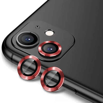 Apple iPhone 11 Zore CL-12 Premium Safir Parmak İzi Bırakmayan Anti-Reflective Kamera Lens Koruyucu Kırmızı