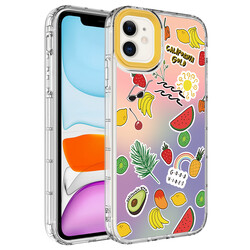 Apple iPhone 12 Case Camera Protected Colorful Patterned Hard Silicone Zore Korn Cover NO4