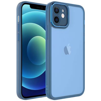 Apple iPhone 12 Case Camera Protected Transparent Zore Post Cover Blue