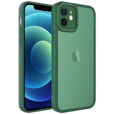 Apple iPhone 12 Case Camera Protected Transparent Zore Post Cover Dark Green