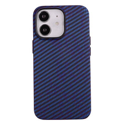 Apple iPhone 12 Case Carbon Fiber Look Zore Karbono Cover Navy blue