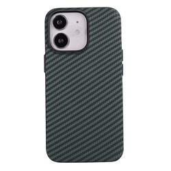 Apple iPhone 12 Case Carbon Fiber Look Zore Karbono Cover Dark Green