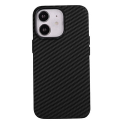 Apple iPhone 12 Case Carbon Fiber Look Zore Karbono Cover Black