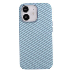 Apple iPhone 12 Case Carbon Fiber Look Zore Karbono Cover Blue