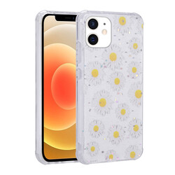 Apple iPhone 12 Case Glittery Patterned Camera Protected Shiny Zore Popy Cover Papatya
