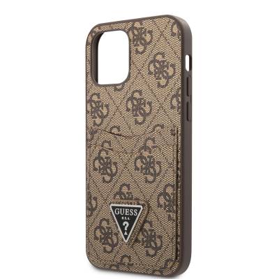 Apple iPhone 12 Case GUESS Dual Card Compartment Cover Brown