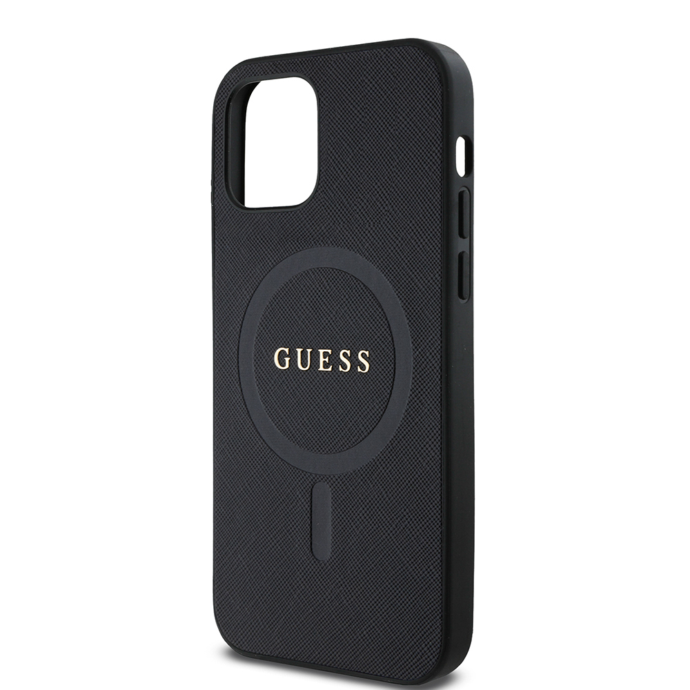 Apple iPhone 12 Case Guess Original Licensed Magsafe Charging Feature Text Logo Saffiano Classic Cover - 6